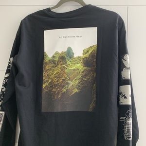 Men's Nike ACG Iceland Print Sports Round Neck Long Sleeves Black Men’s Medium